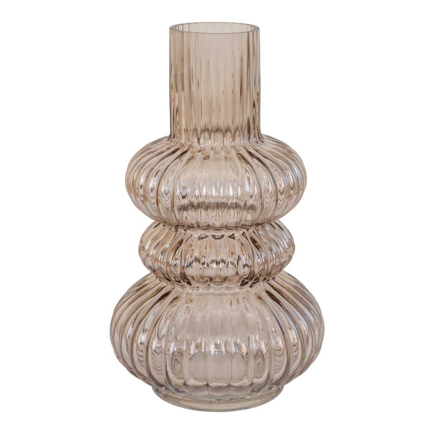 Vase - Mundblæst glas, røget, rundt, Ø15x25 cm