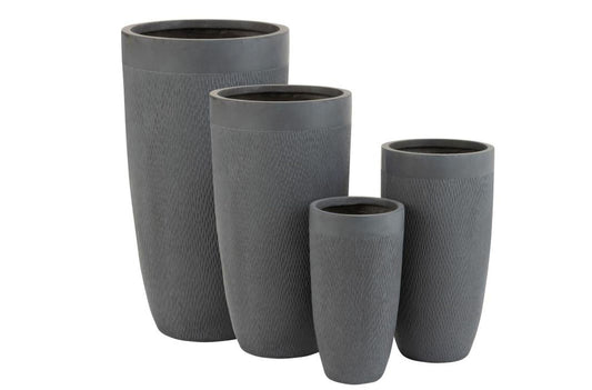 Sæt med 4 vaser runde høj lergrå