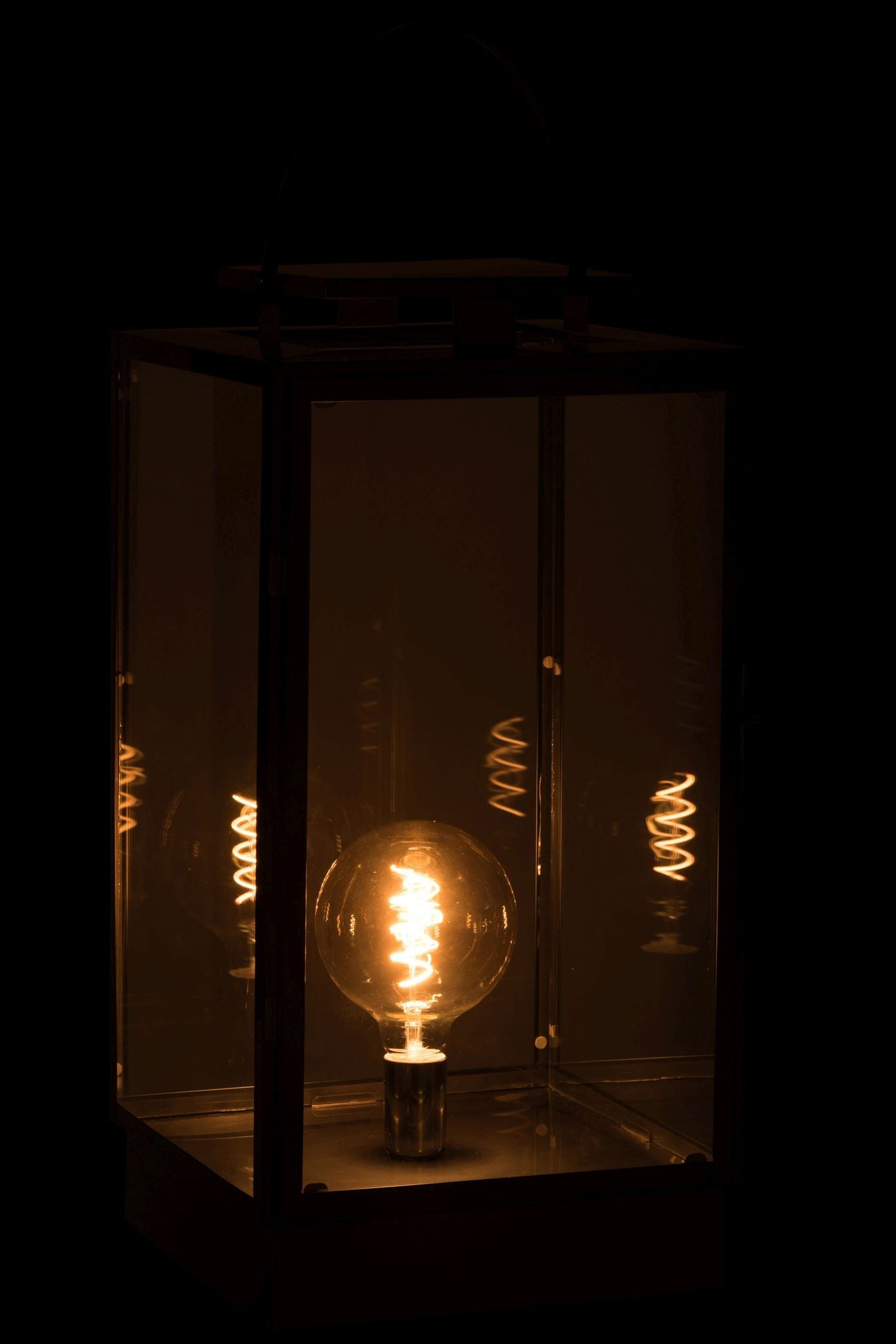 Lanternelampe stål/glas sort