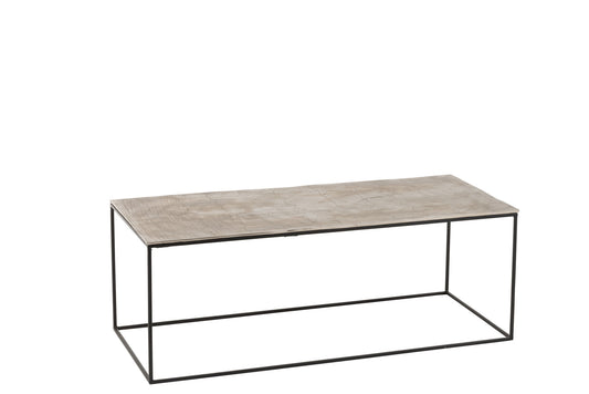 Soffbord rektangel aluminium/jern sølv/sort