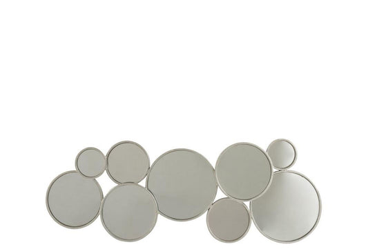 Spejl 9 cirkler metal sølv