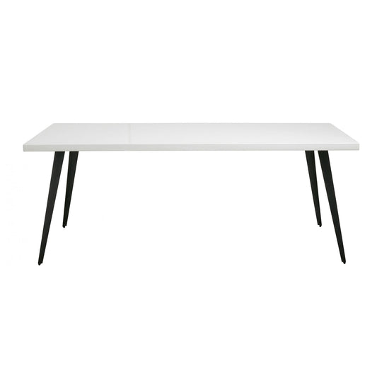 Blanca Table, White Shiny Herringbone, L