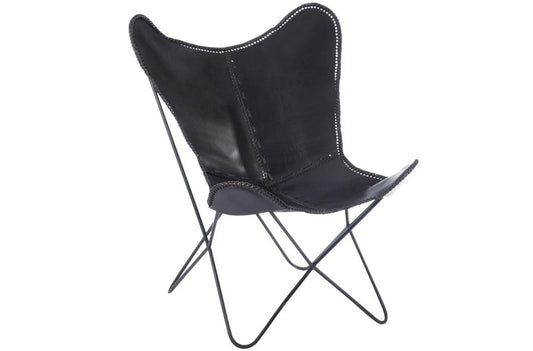 Lounge chair leath/met black