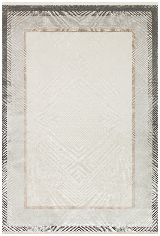 Ls 05 - Cremefarvet, Grå - Halltæppe (100 x 200)