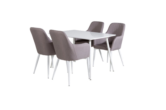 Polær spisebord 120 cm - hvid hvid +komfortstol 2 -pakke polargrå - hvide ben _4