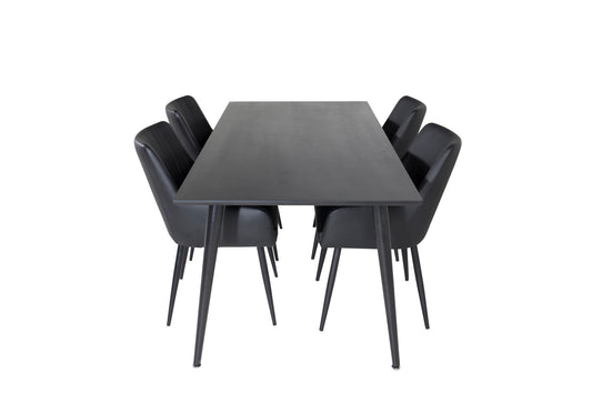 Dipp spisebord - 180*90 cm - sort finer / alle sorte ben +komfort - Spisestol 2 -pakke - sort / sort _4