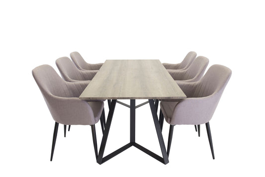 Marina spisebord - 180*90*H75 - Grå / sort +komfortstol 2 -pakker Polar Grå - Sorte ben _6