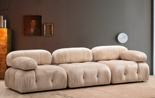 Bubble 3-personers (L1-O1-1R) - fløjl - 3-sæders sofa