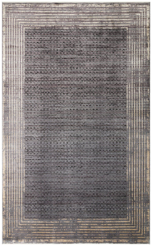 Mhl 01 - antracit, guld - hall tæppe (100 x 200)