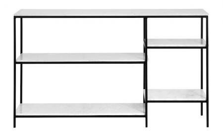 Nordal konsolbord i jern med marmor - 80x138 - sort/hvid - Takkliving.dk