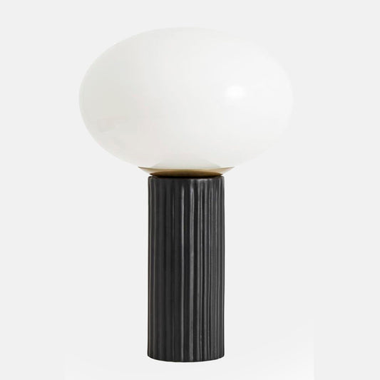 Nordal OPAL bordlampe i keramik med glas - h46 cm - sort/hvid - Takkliving.dk