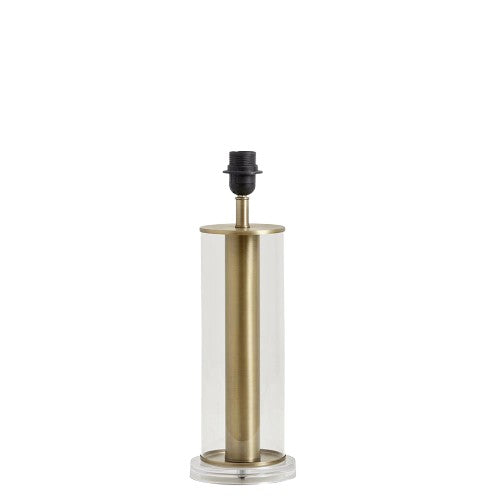 LAMPA bordlampe / lampefod i glas og gyldent metal - h47 cm