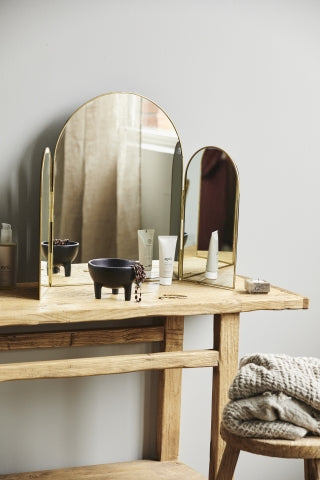 Nordal RUKIA table mirror, 3 parts, golden - NordlyHome.dk