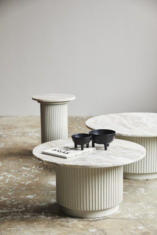 Nordal ERIE round side table, white marble top - NordlyHome.dk