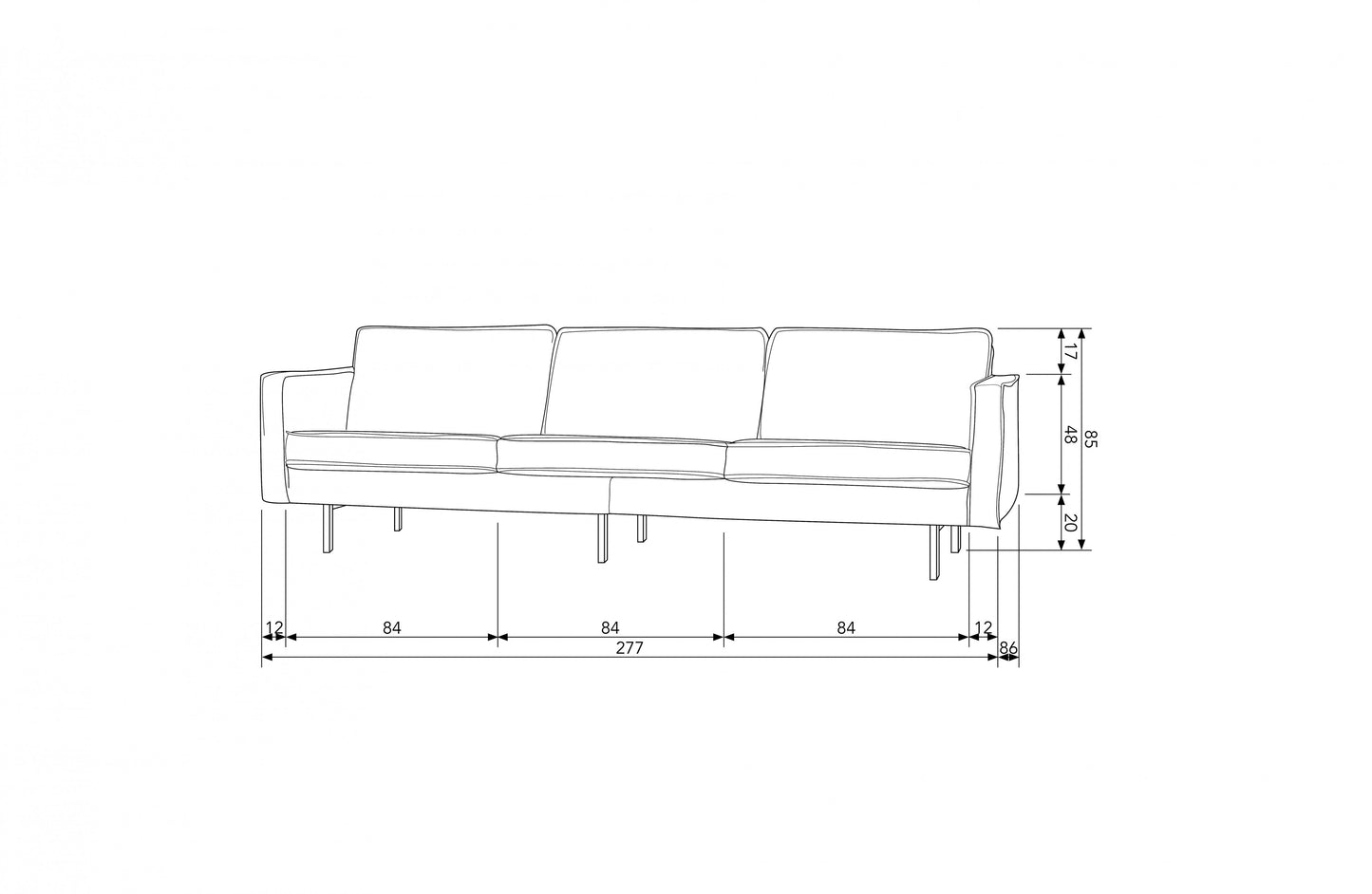 Rodeo - 3 personers sofa, Velour Taupe