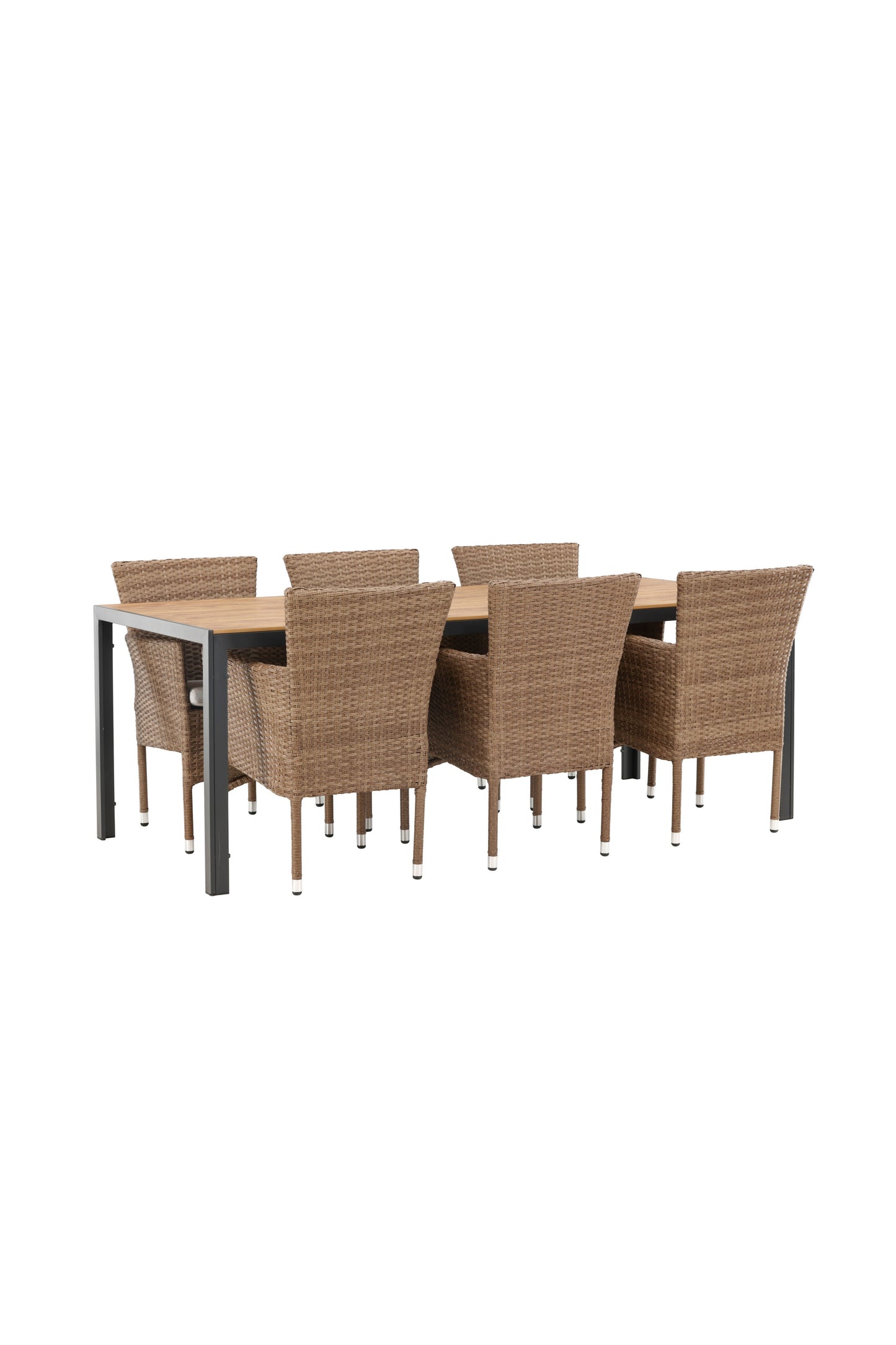 Break - Spisebord, Aluminium - Sort / Natur Rektangulær 90*200* + Malia stol Aluminium - Natur / flet
