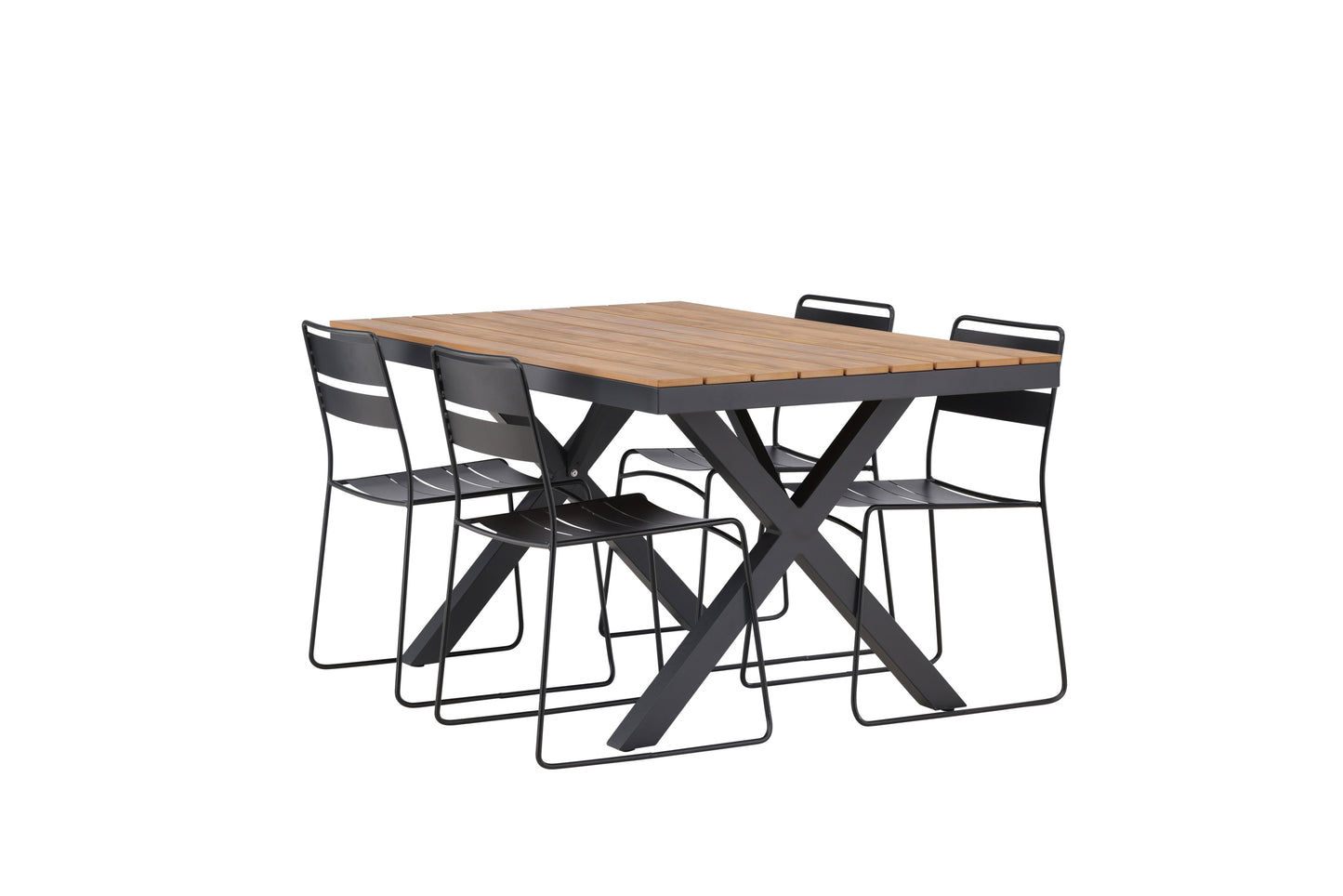 Garcia - Spisebord, Aluminium - Sort / Rektangulær 90*150* + Lia Spisebordsstol - Sort