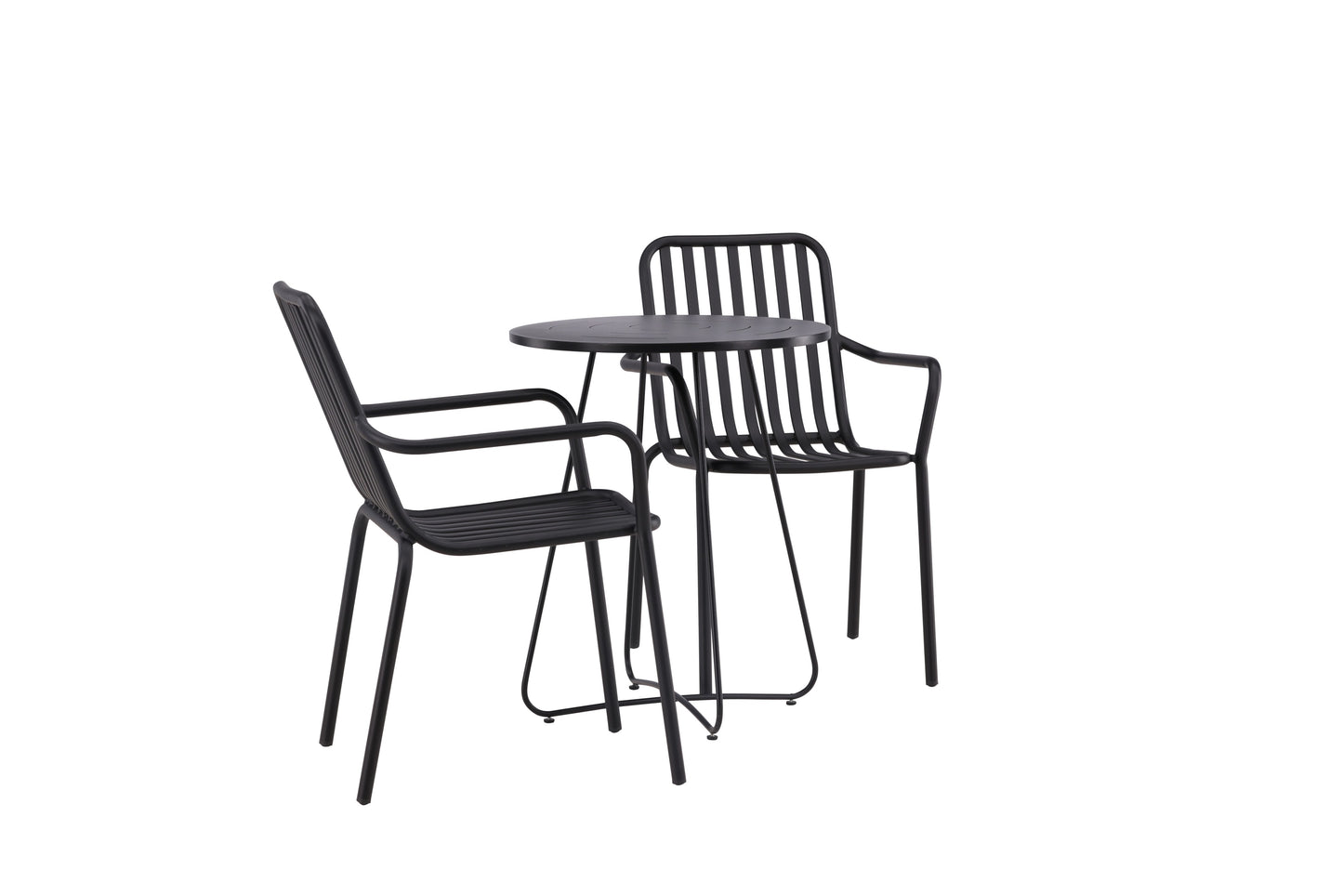 Bacong - Cafébord, Stål - Sort / Rundt ø60** + Pekig stol Aluminium - Sort