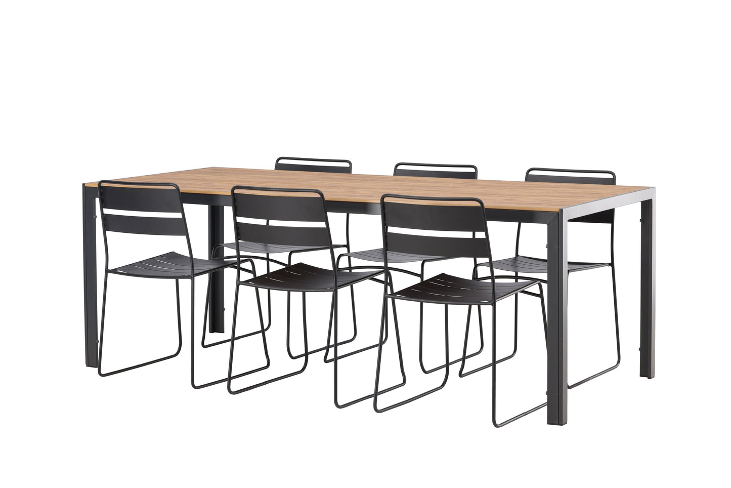 Break - Spisebord, Aluminium - Sort / Natur Rektangulær 90*200* + Lia Spisebordsstol - Sort