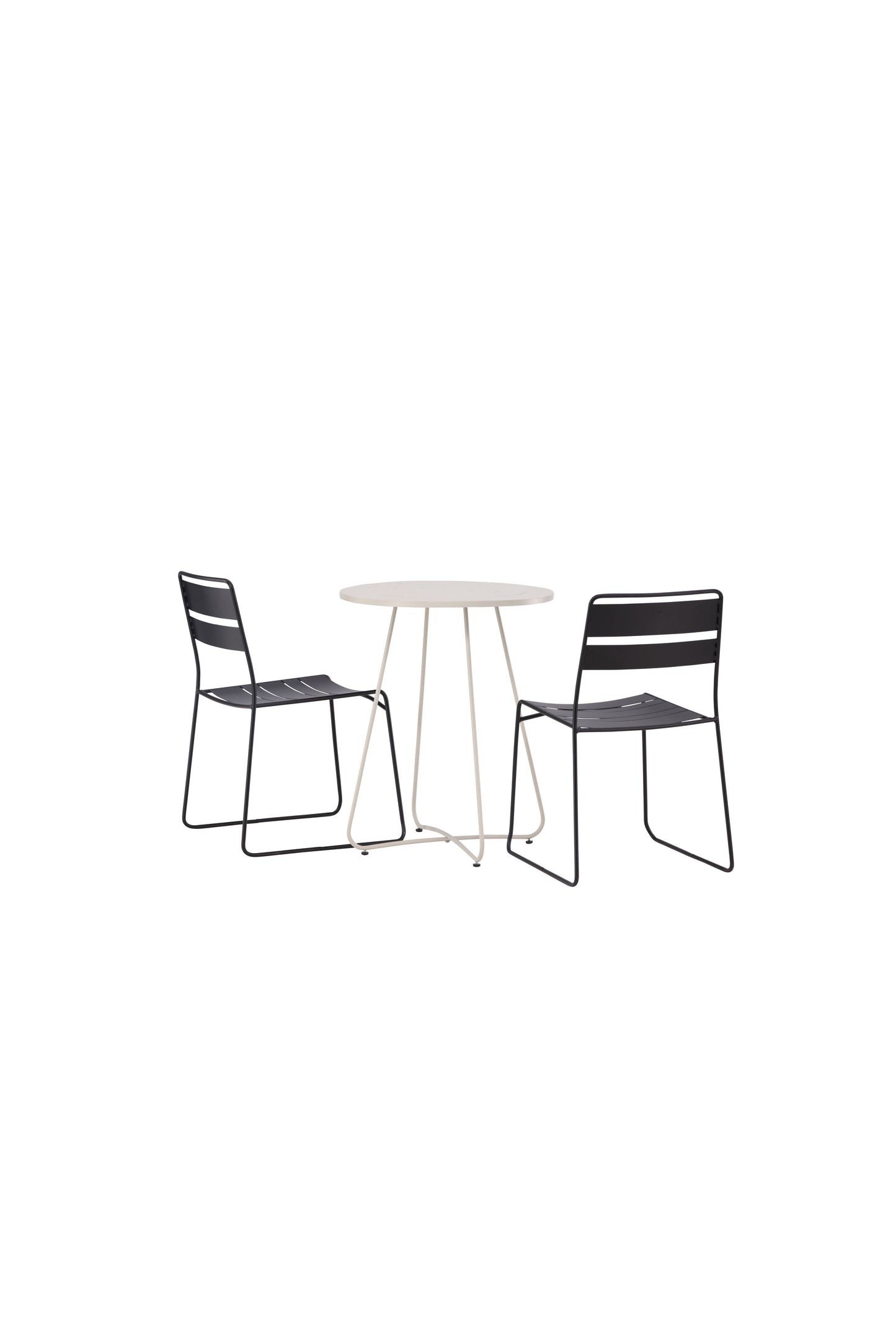 Bacong - Cafébord, Stål - Beige / Rundt ø60** +Lia Spisebordsstol - Sort