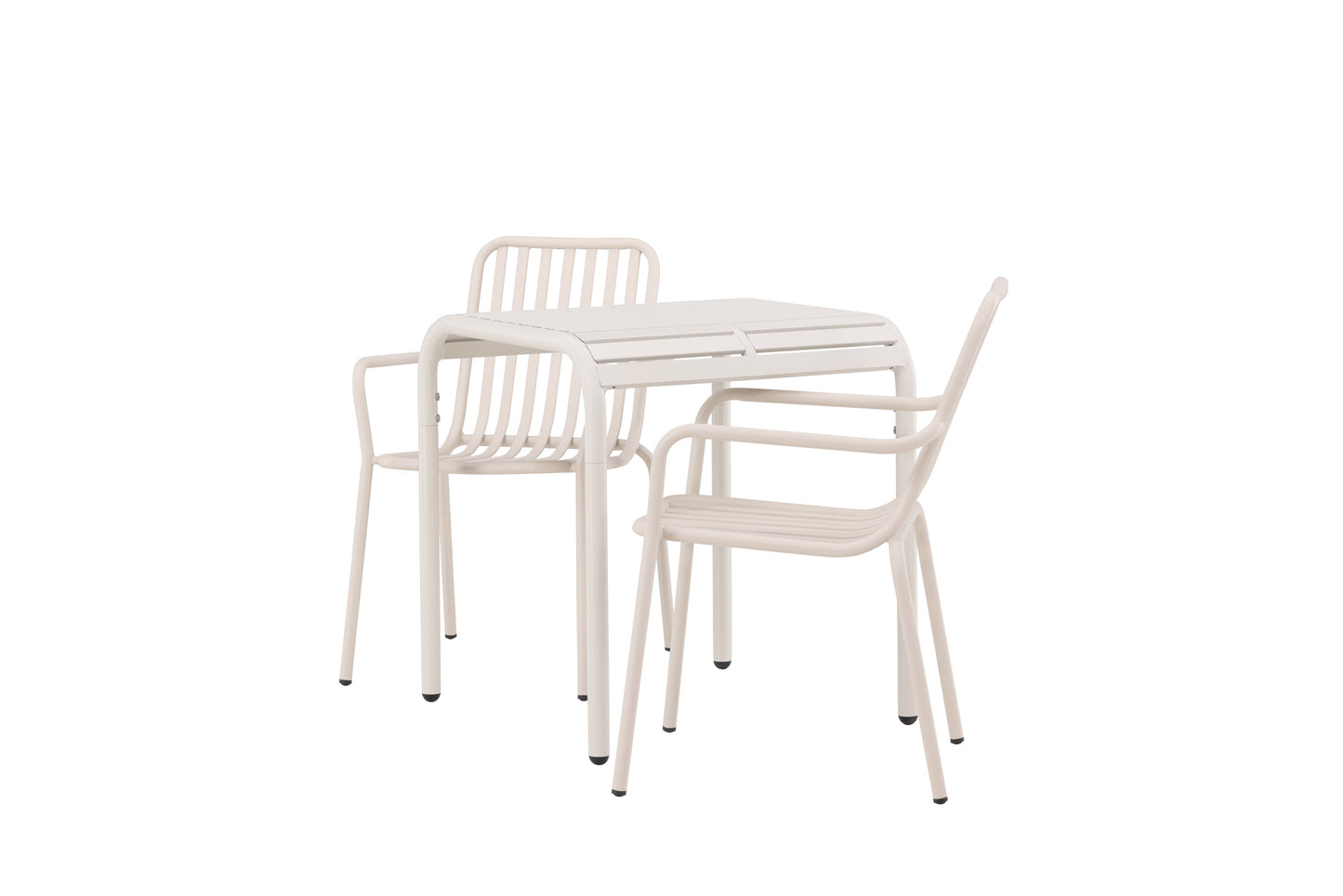 Borneo - Cafébord, Aluminium - Beige / Kvadrat 70*70* + Pekig stol Aluminium - Beige