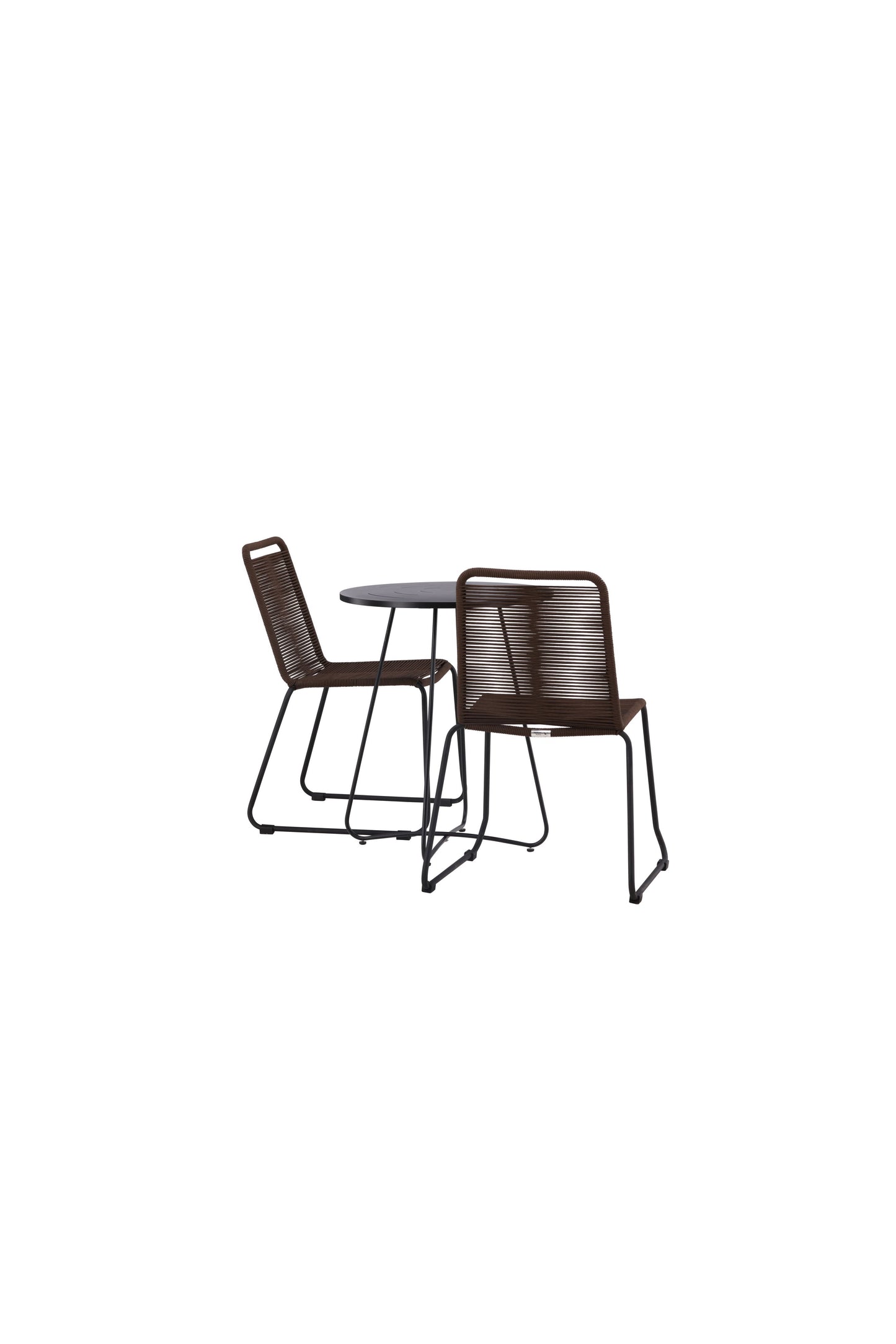 Bacong - Cafébord, Stål - Sort / Rundt ø60** +Lidos stol Aluminium - Sort