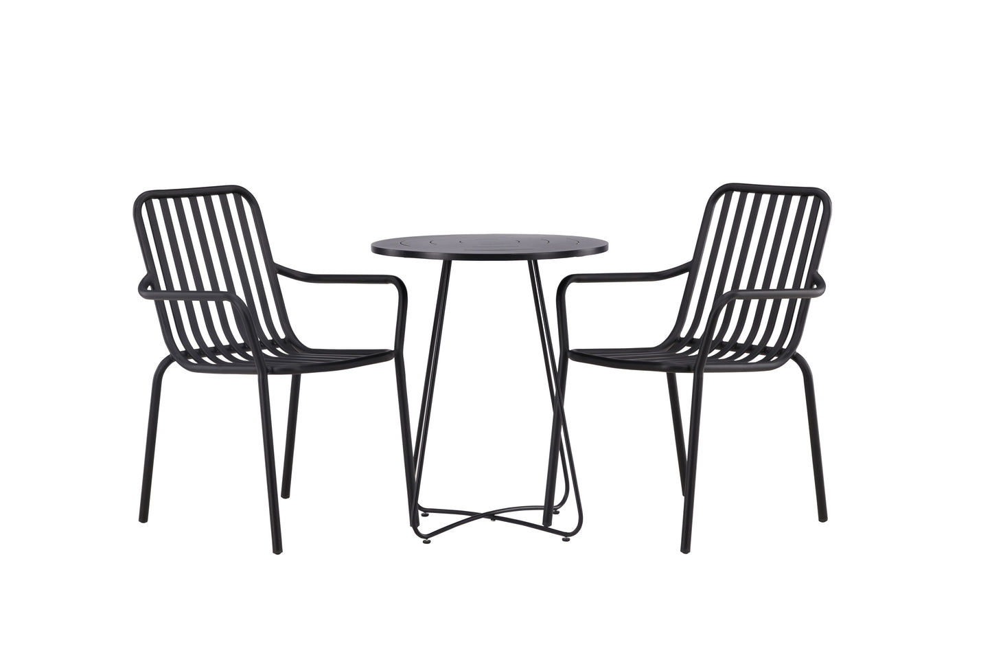 Bacong - Cafébord, Stål - Sort / Rundt ø60** + Pekig stol Aluminium - Sort