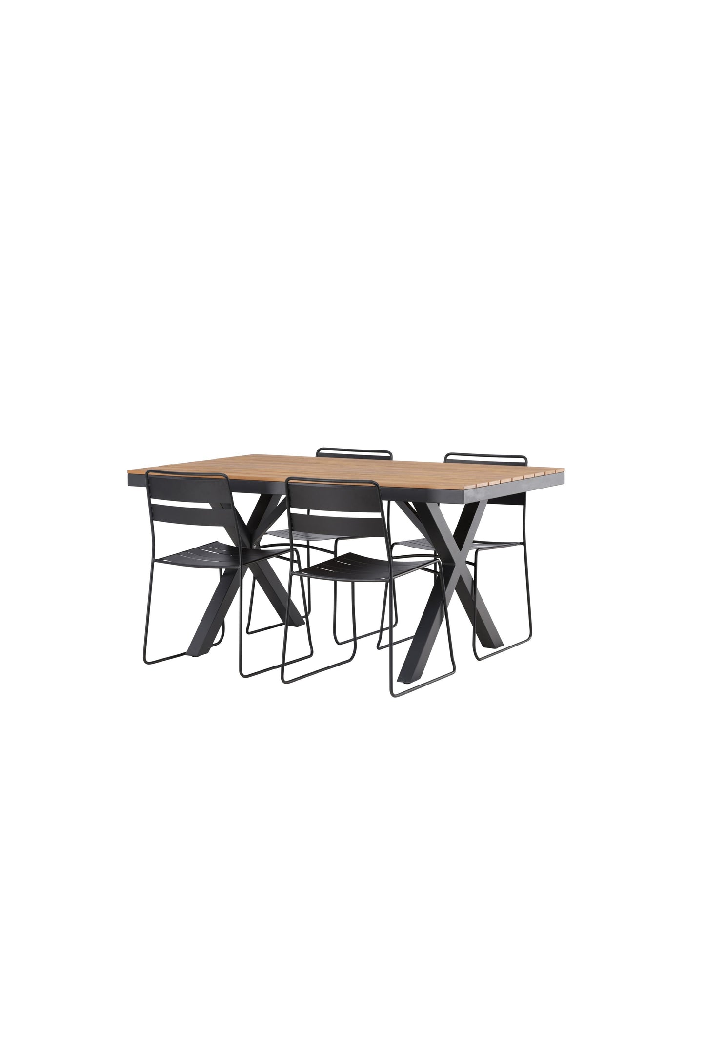 Garcia - Spisebord, Aluminium - Sort / Rektangulær 90*150* + Lia Spisebordsstol - Sort