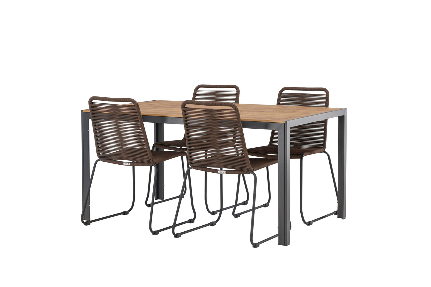 Break - Spisebord, Aluminium - Sort / Natur Rektangulær 90*150* + Lidos stol Aluminium - Sort