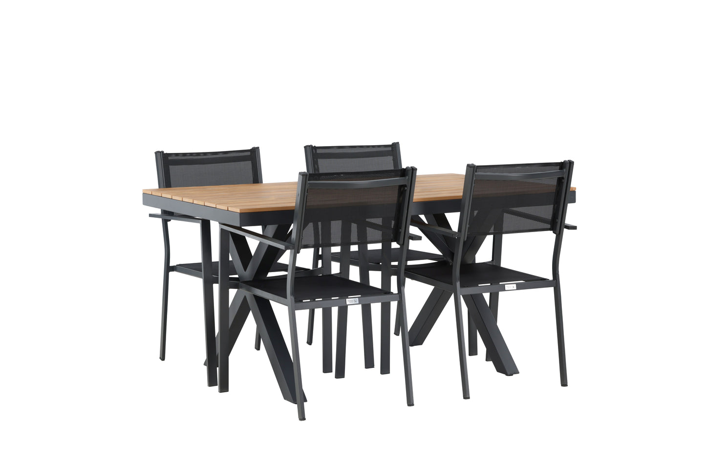 Garcia - Spisebord, Aluminium - Sort / Rektangulær 90*150* + Copacabana Stabelbar stol - Sort