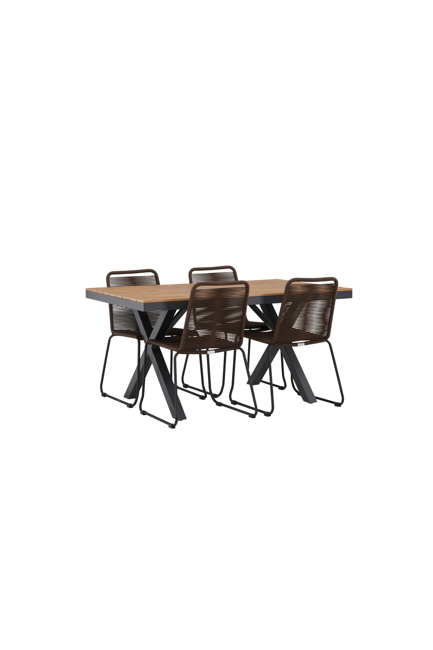 Garcia - Spisebord, Aluminium - Sort / Rektangulær 90*150* + Lidos stol Aluminium - Sort