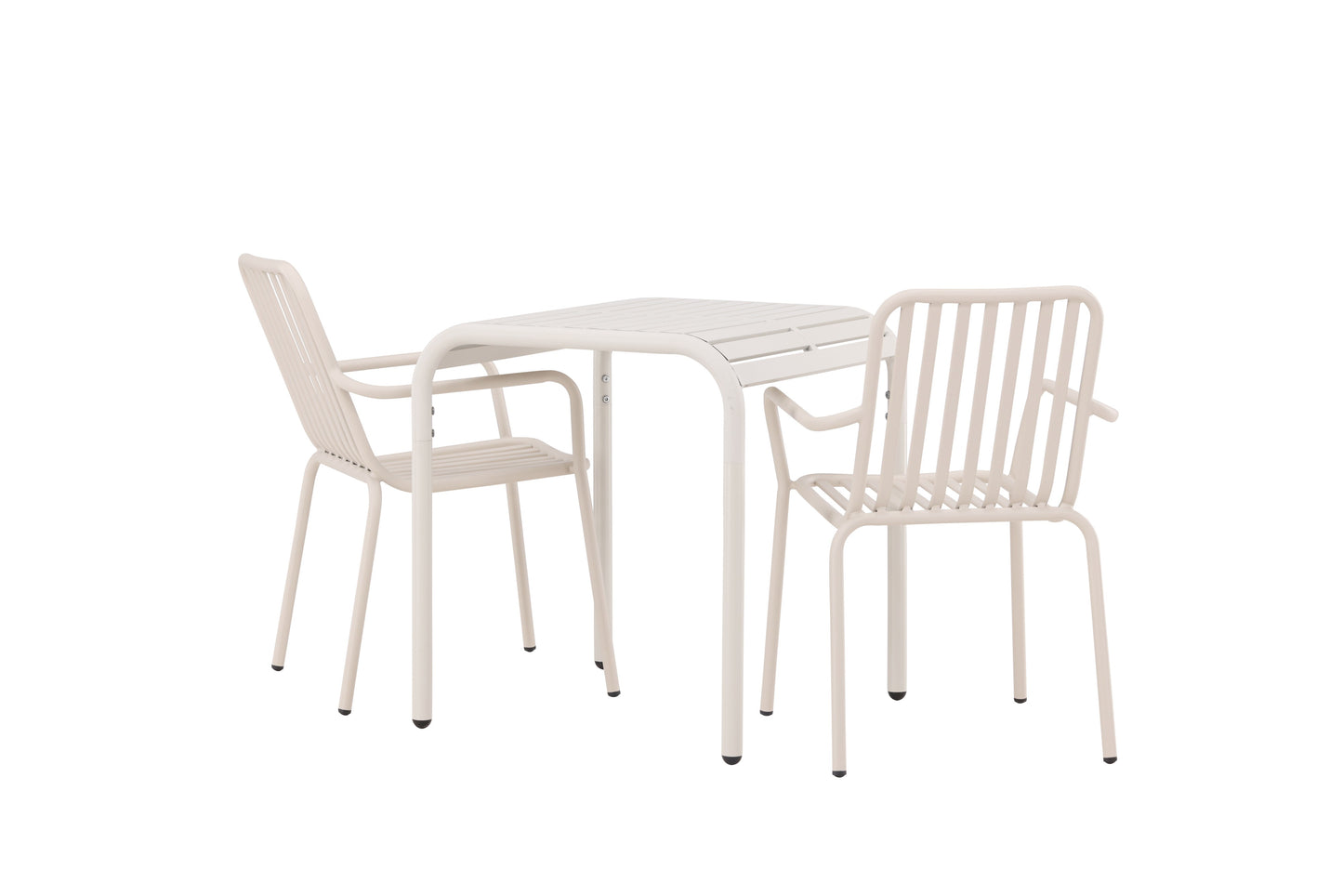 Borneo - Cafébord, Aluminium - Beige / Kvadrat 70*70* + Pekig stol Aluminium - Beige