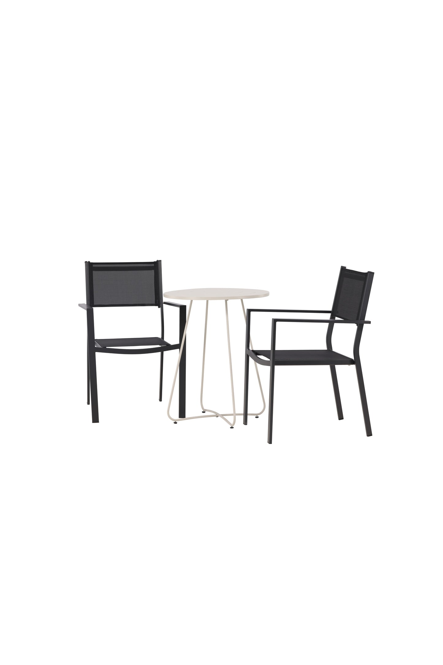 Bacong - Cafébord, Stål - Beige / Rundt ø60** +Copacabana Stabelbar stol - Sort