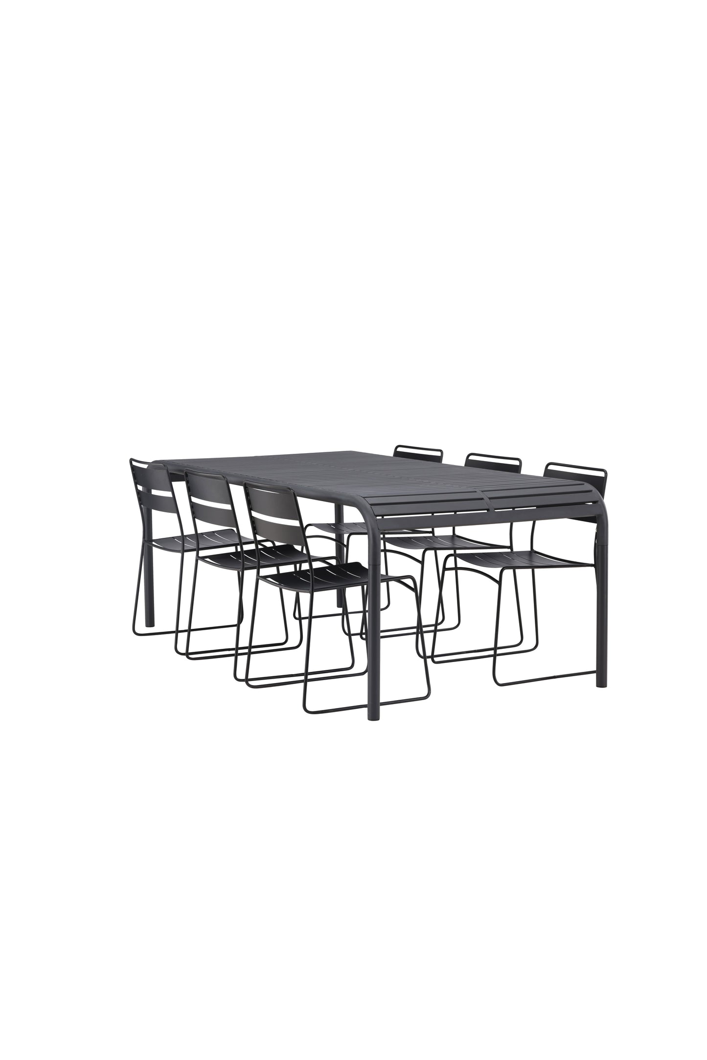 Borneo - Spisebord, Aluminium - Sort / Rektangulær 100*200* + Lia Spisebordsstol - Sort