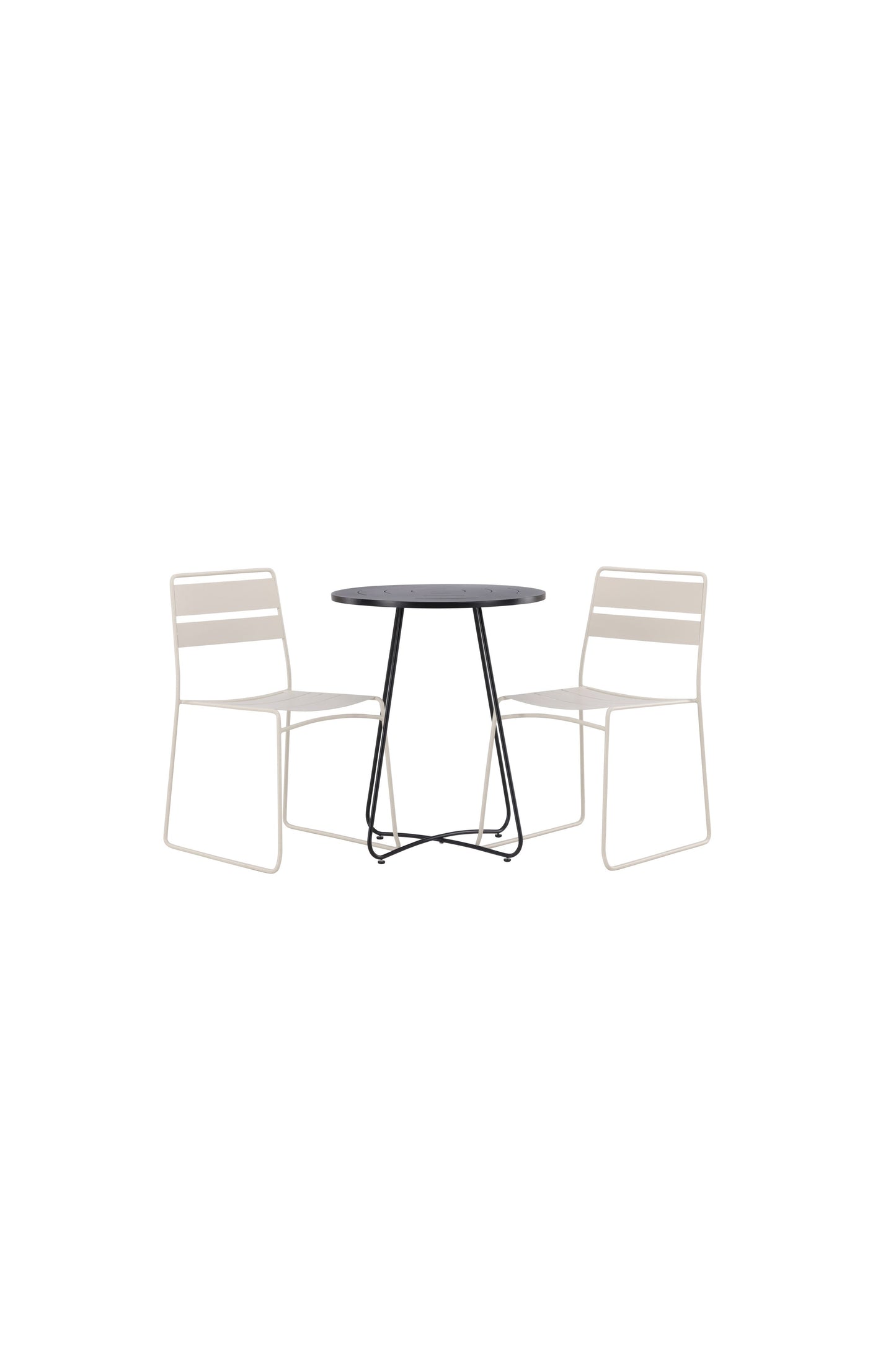 Bacong - Cafébord, Stål - Sort / Rundt ø60** +Lia Spisebordsstol - Beige