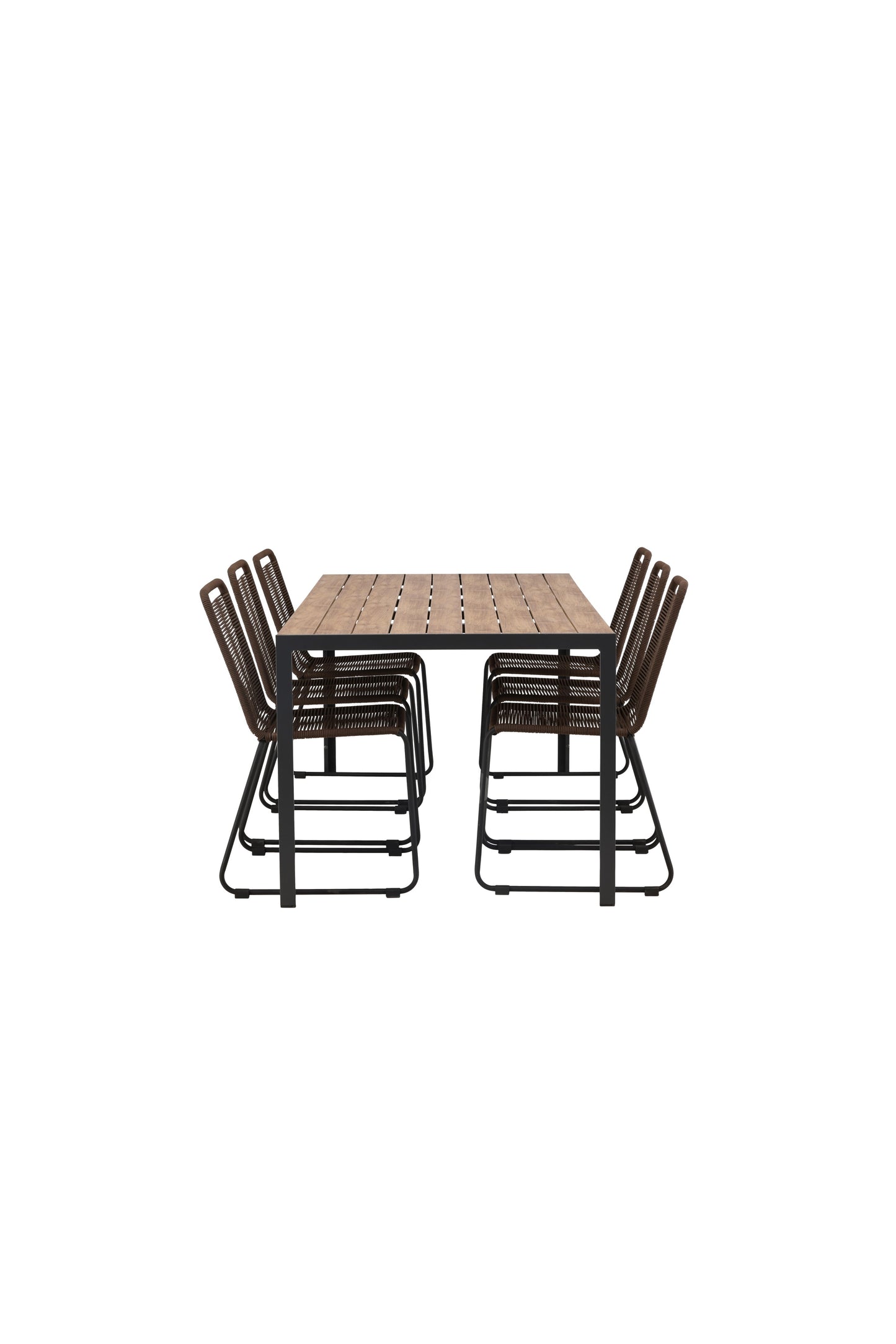 Break - Spisebord, Aluminium - Sort / Natur Rektangulær 90*200* + Lidos stol Aluminium - Sort