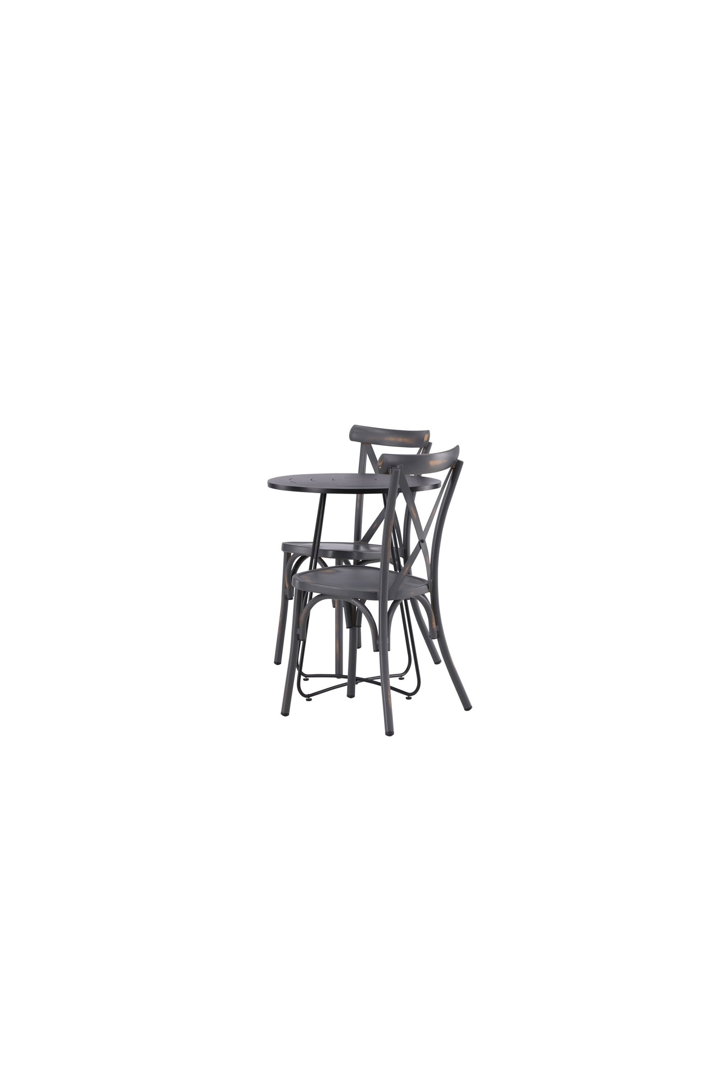 Bacong - Cafébord, Stål - Sort / Rundt ø60** + Tablas stol Aluminium - Sort