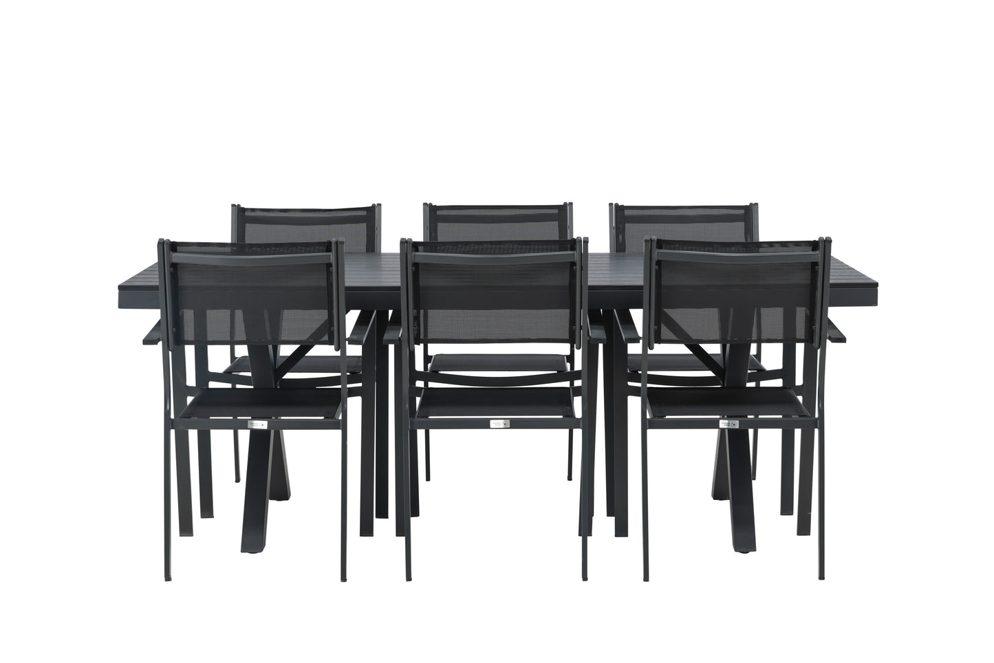 Garcia - Spisebord, Aluminium - Sort / Rektangulær 100*200* + Copacabana Stabelbar stol - Sort