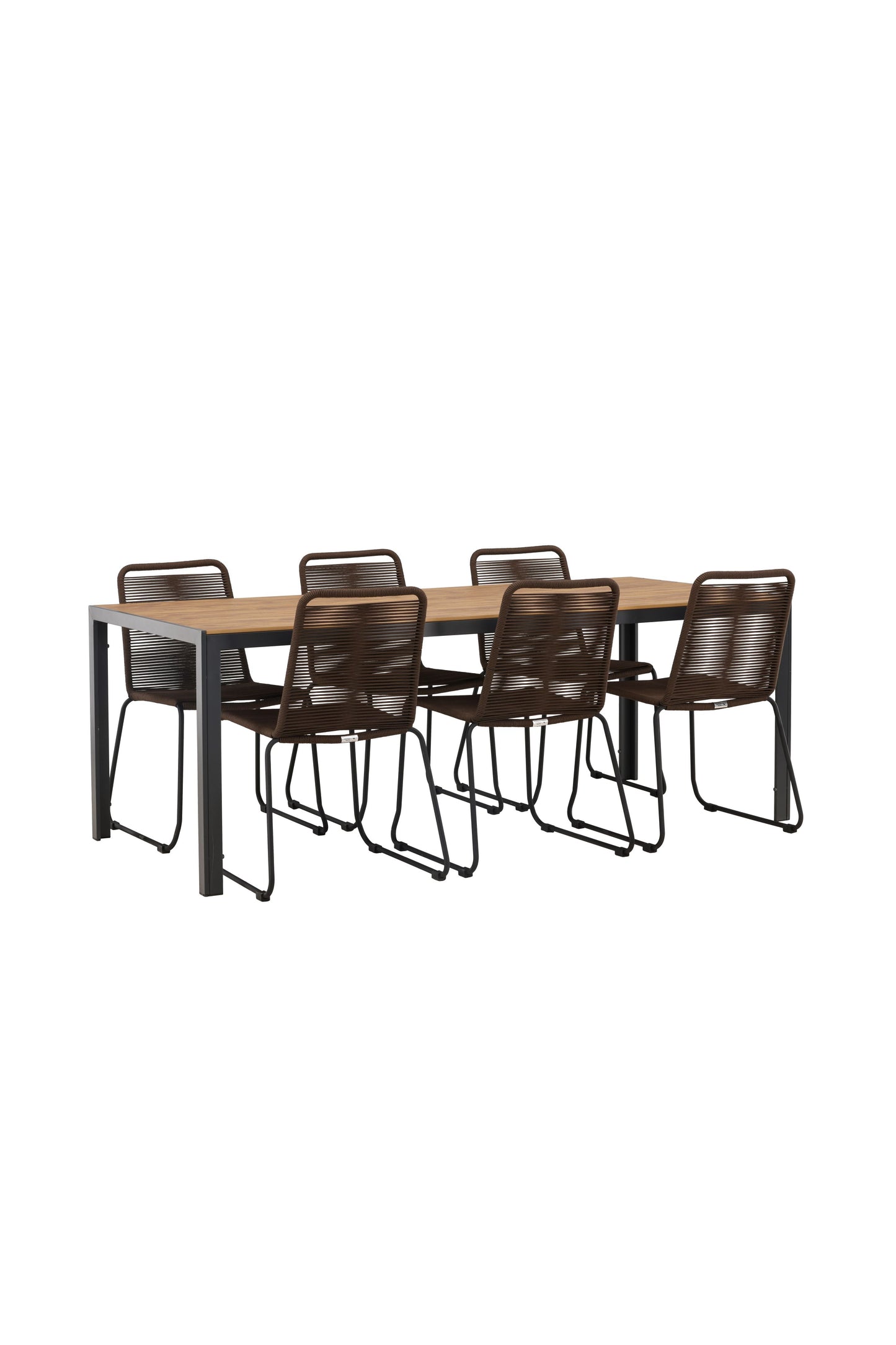 Break - Spisebord, Aluminium - Sort / Natur Rektangulær 90*200* + Lidos stol Aluminium - Sort