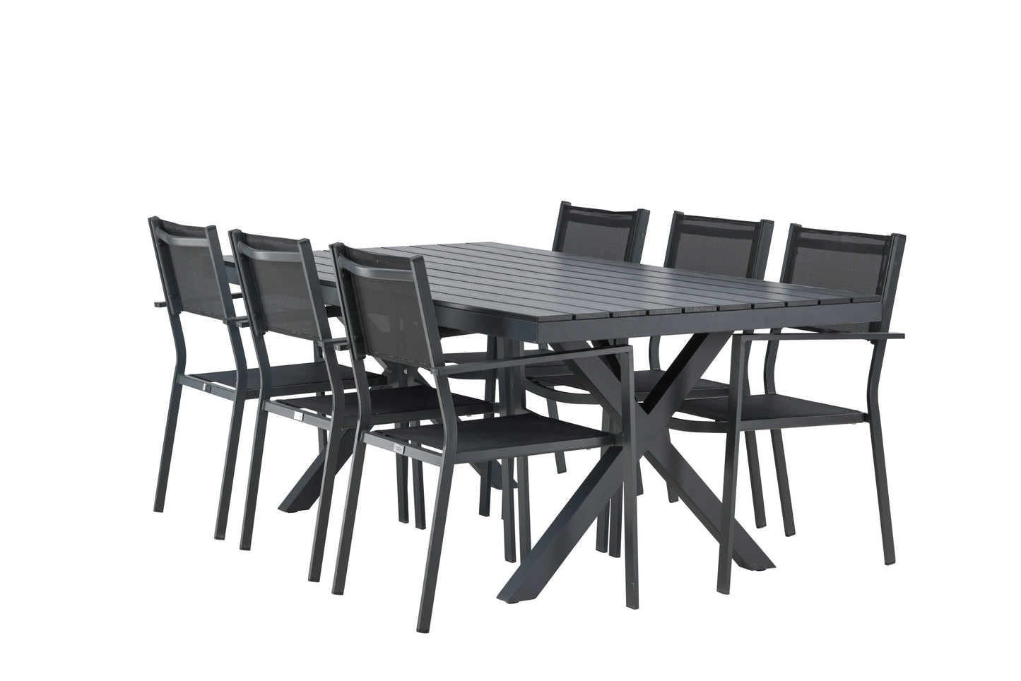 Garcia - Spisebord, Aluminium - Sort / Rektangulær 100*200* + Copacabana Stabelbar stol - Sort