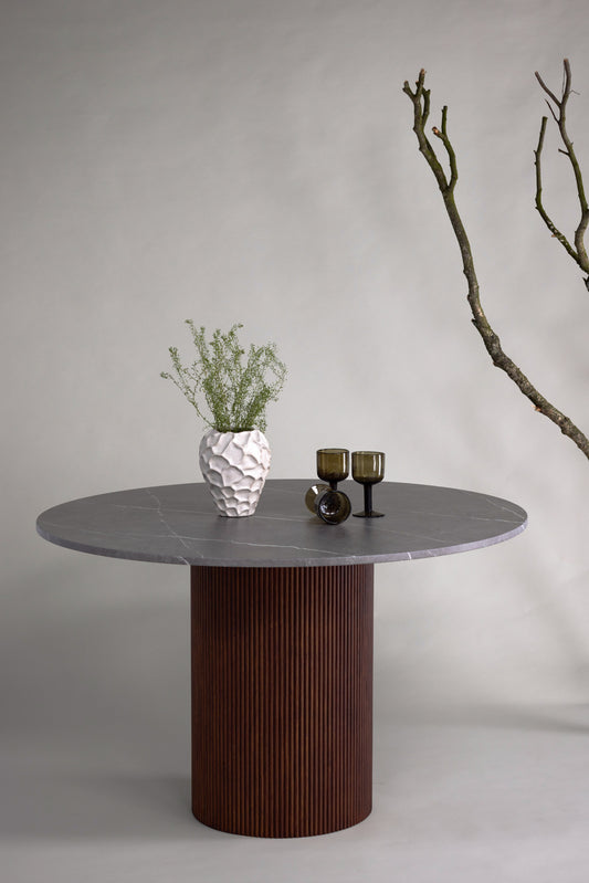 Austin - Spisebord, Mocca / Mørkegrå marmorglas