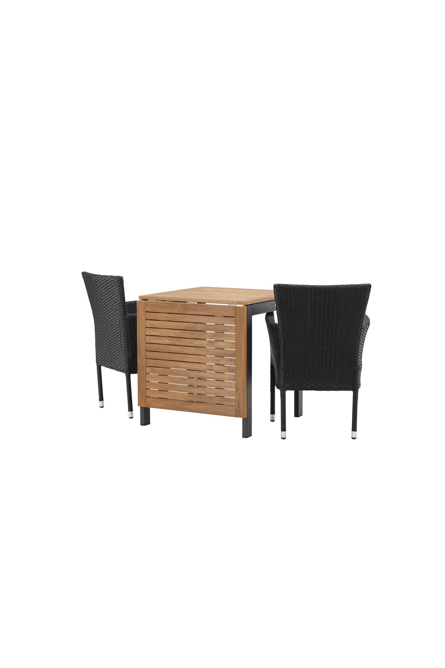 Diego - Cafébord, Aluminium - Sort / Brun Nonwood - Rektangulær 70*70/130* + Malia stol Aluminium - Sort / flet