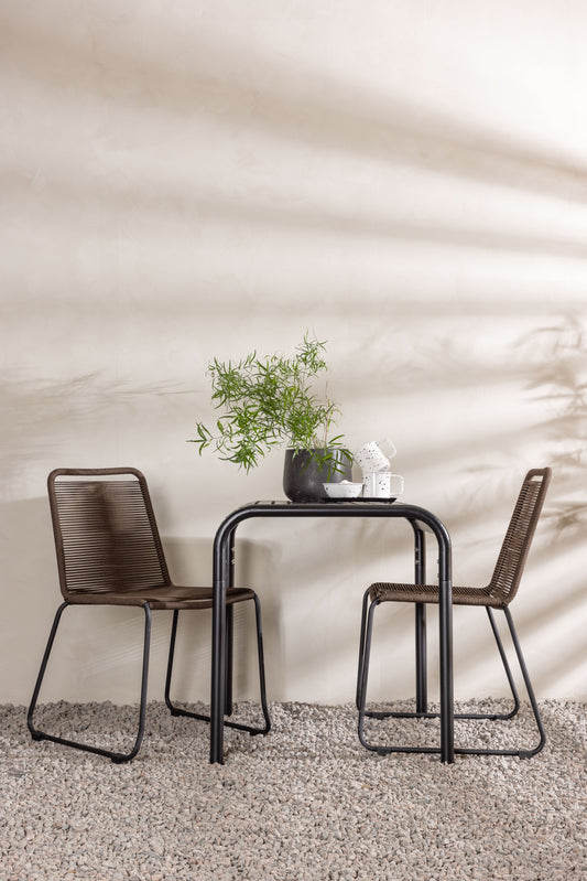 Borneo - Cafébord, Aluminium - Sort / Kvadrat 70*70* + Lidos stol Aluminium - Sort