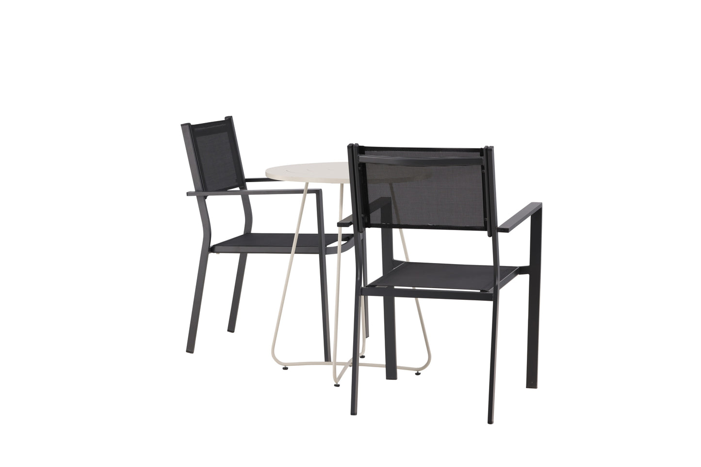 Bacong - Cafébord, Stål - Beige / Rundt ø60** +Copacabana Stabelbar stol - Sort
