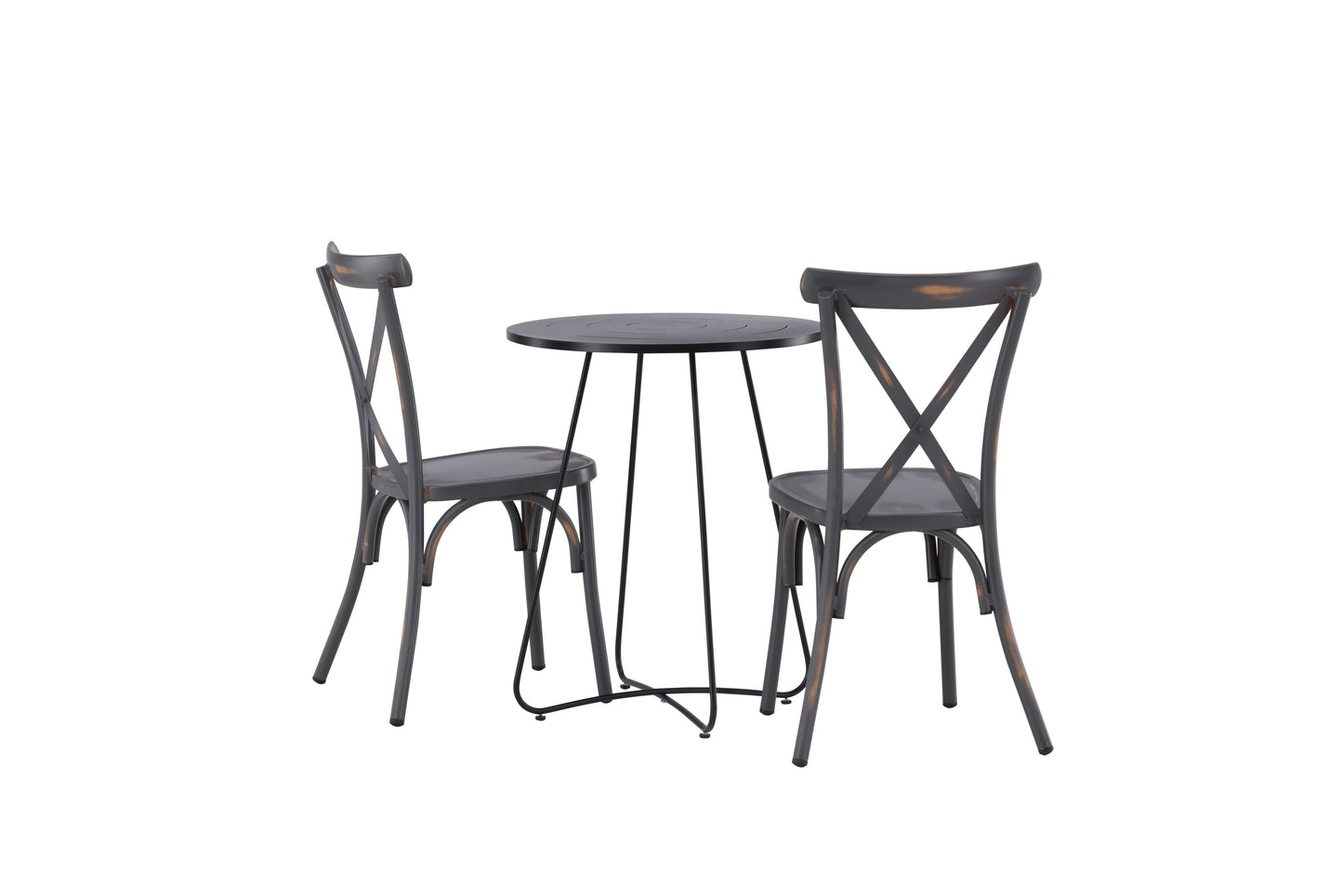Bacong - Cafébord, Stål - Sort / Rundt ø60** + Tablas stol Aluminium - Sort