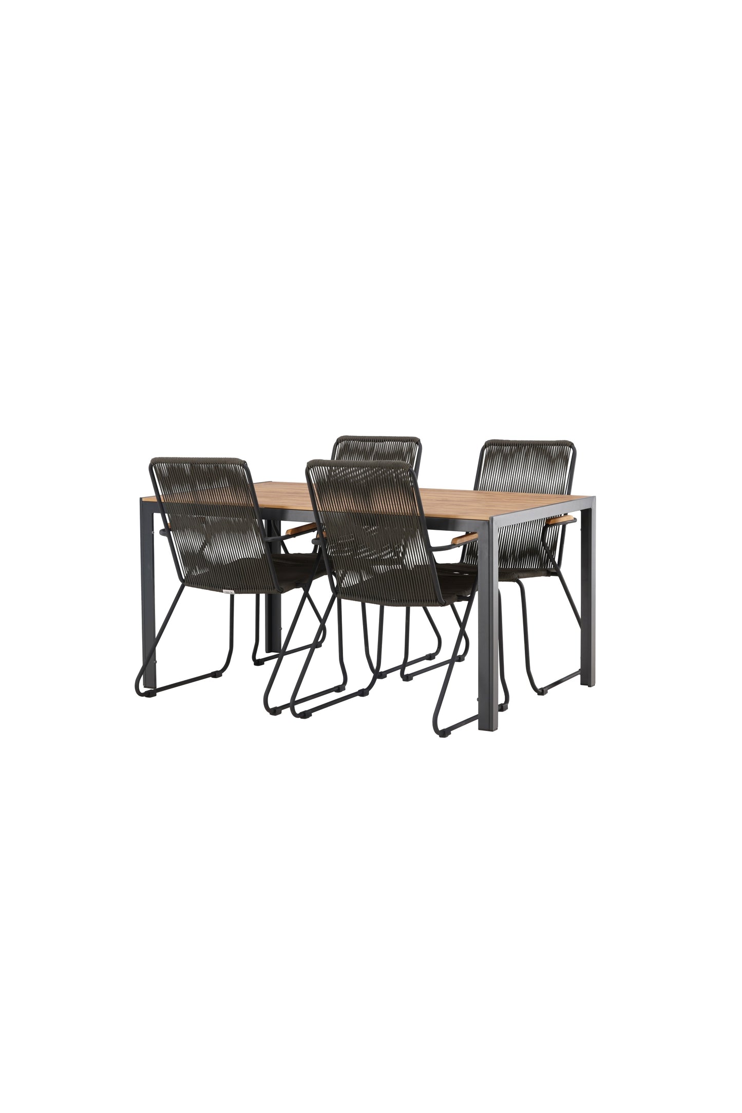 Break - Spisebord, Aluminium - Sort / Natur Rektangulær 90*150* + Bois stol Stål - Sort / Mørkegråt Reb
