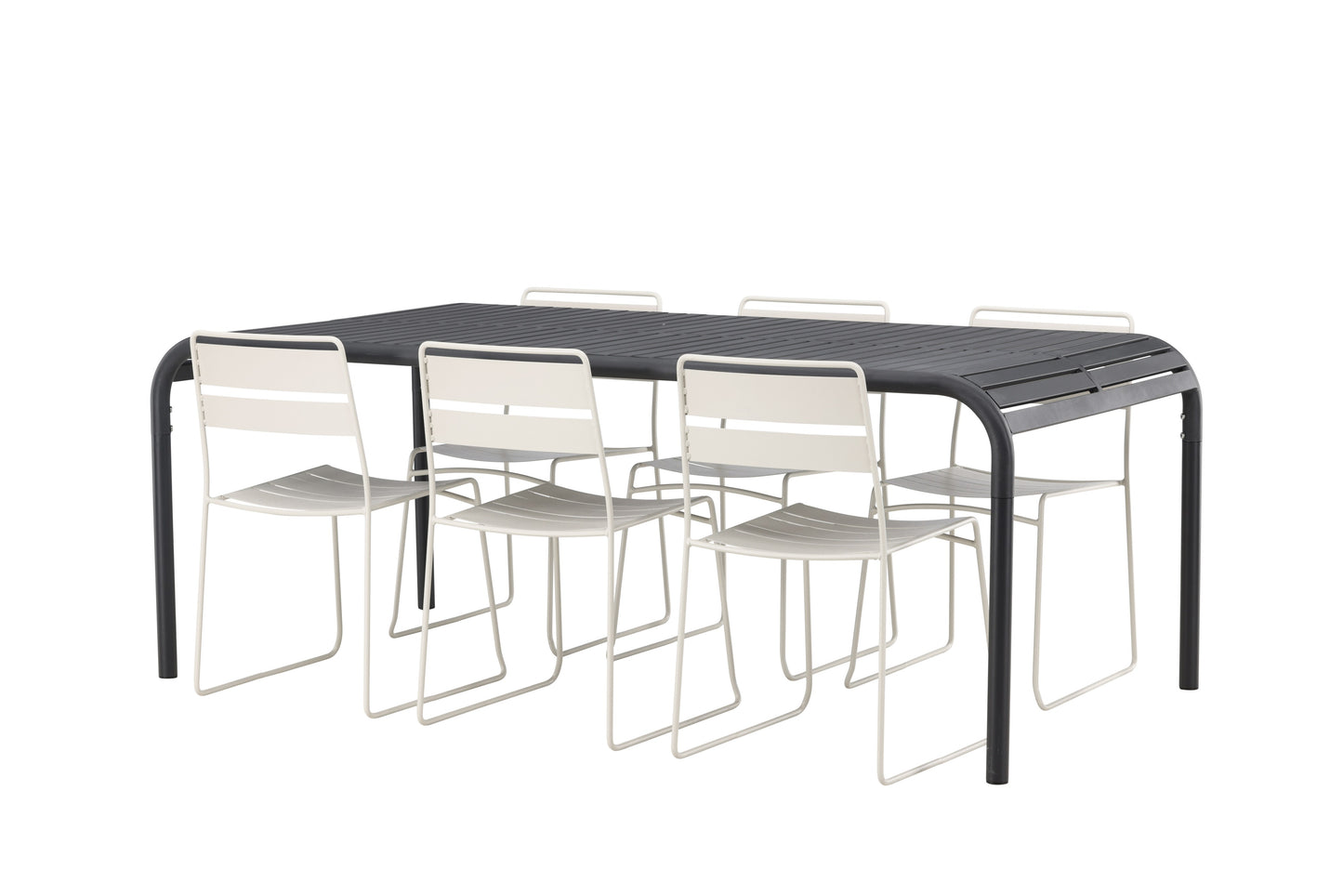 Borneo - Spisebord, Aluminium - Sort / Rektangulær 100*200* + Lia Spisebordsstol - Beige