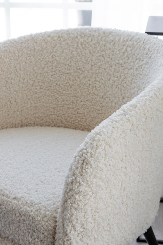 Fluffy Lounge Stol - Hvid / Sorte ben