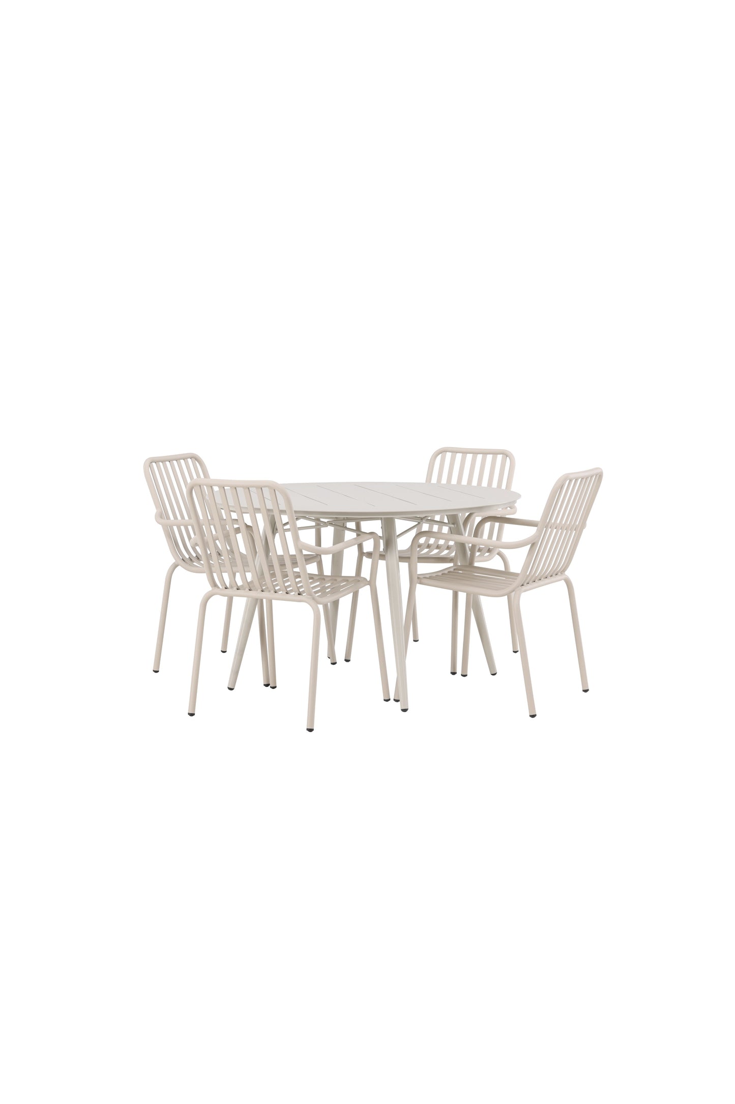 Lia - Spisebord, Beige - Rundt 120 cm + Pekig stol Aluminium - Beige