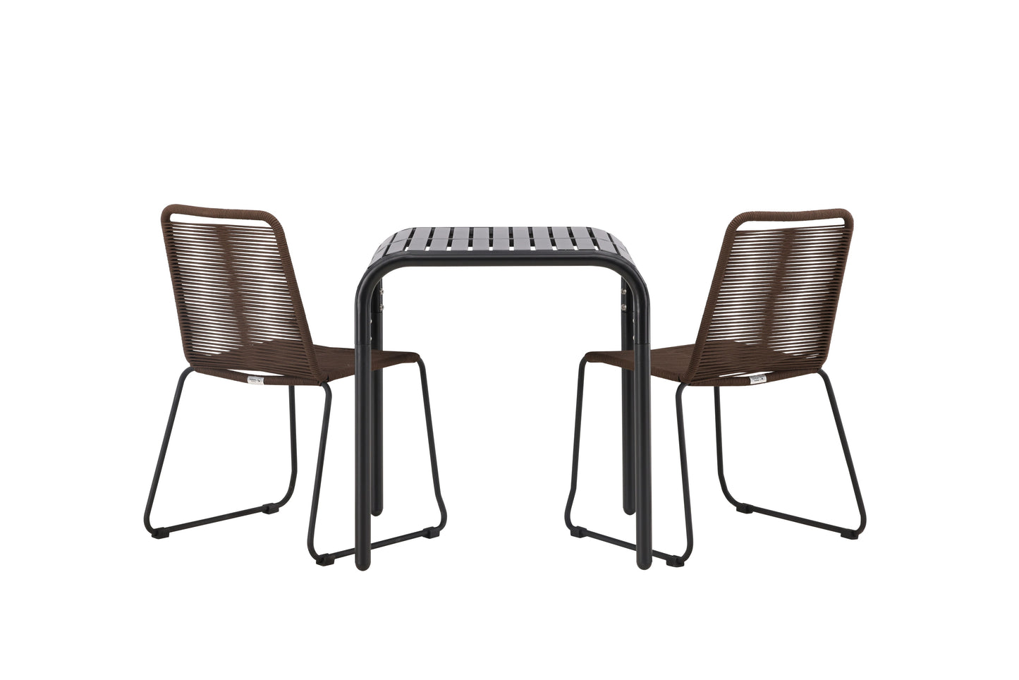 Borneo - Cafébord, Aluminium - Sort / Kvadrat 70*70* + Lidos stol Aluminium - Sort